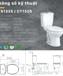 Bàn cầu 2 khối Caesar CT1325