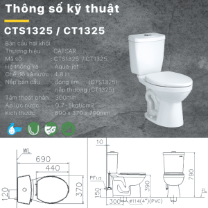 Bàn cầu 2 khối Caesar CT1325