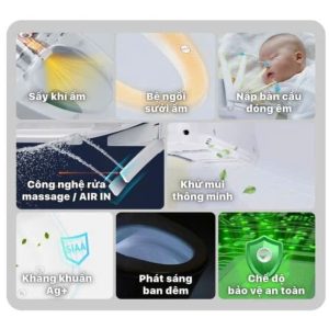 Bàn cầu hai khối nắp điện tử CAESAR mã CD1341+TAF710H