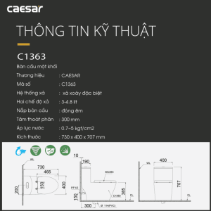 Bàn cầu một khối Caesar CD1363