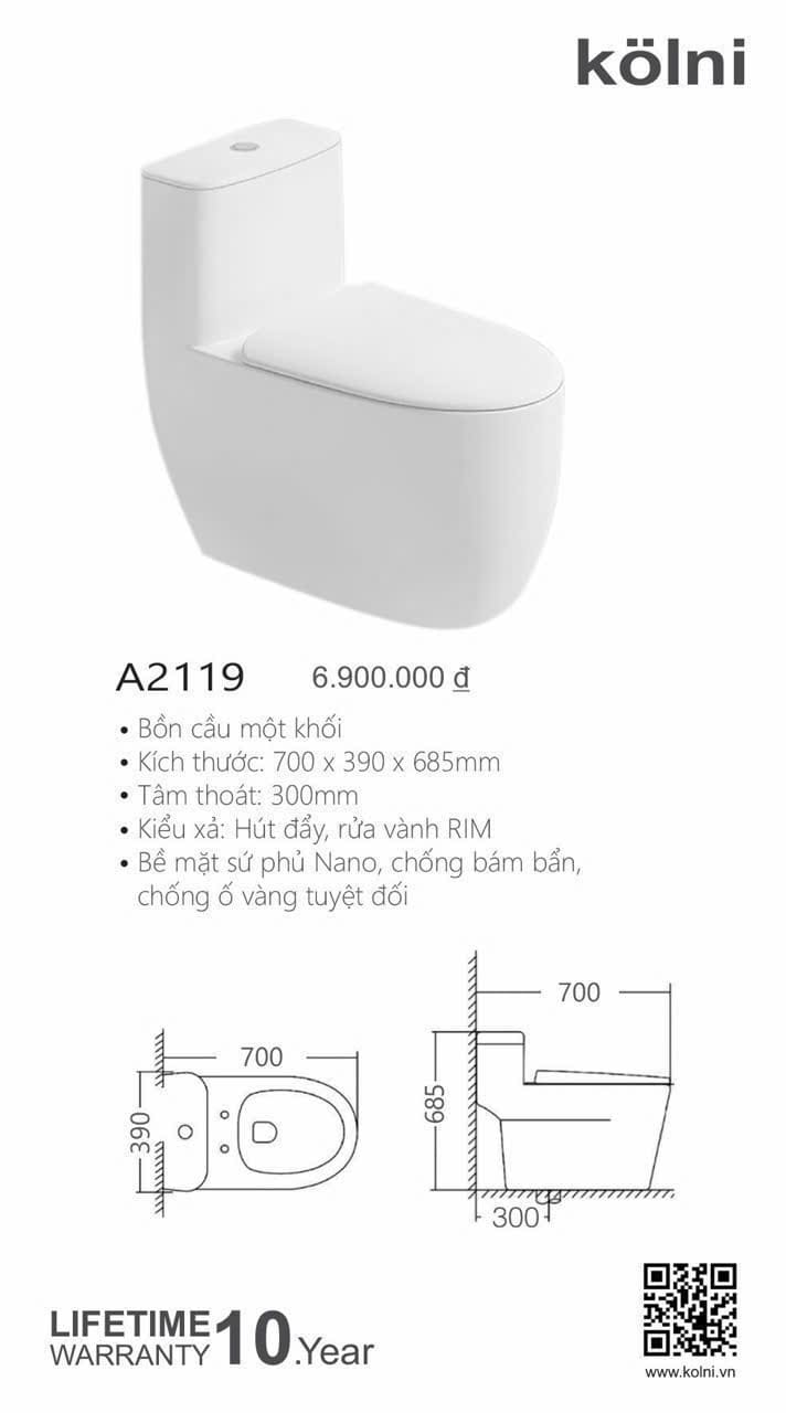 Bàn cầu một khối Kolni mã A2119