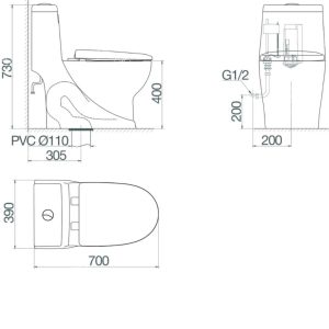 Bàn cầu một khối S38M