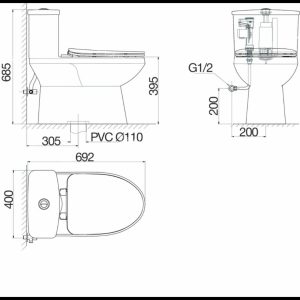 Bàn cầu một khối V811
