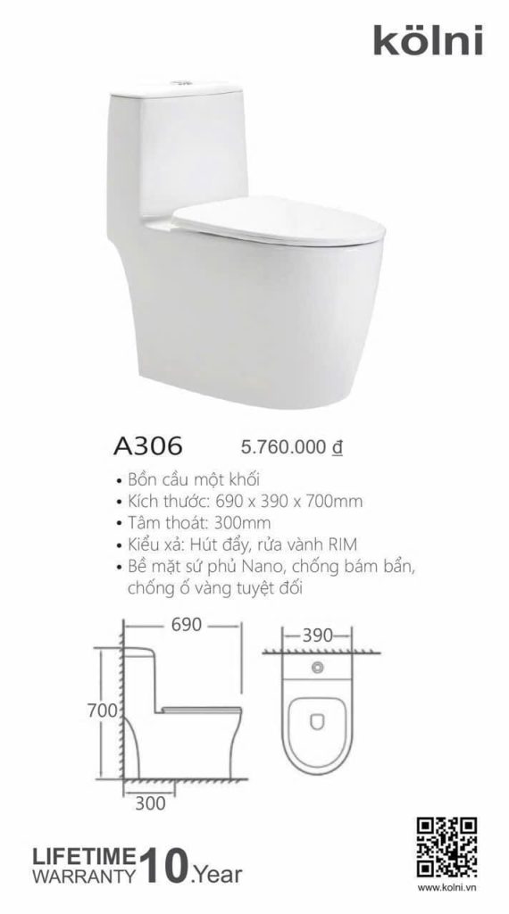 Bàn cầu một khối kolni mã A033