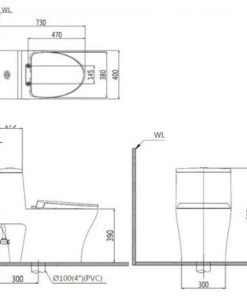 Bàn cầu một khối nắp cơ CAESAR mã C1356F+TAF512H