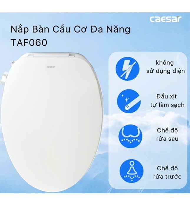 Bàn cầu một khối nắp cơ CAESAR mã C1356G+TAF060