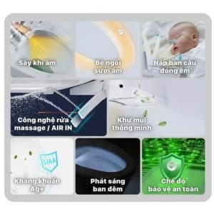 Bàn cầu một khối nắp điện tử CAESAR mã C1363F + TAF710H