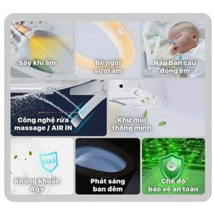Bàn cầu một khối nắp điện tử CAESAR mã C1364F + TAF710H