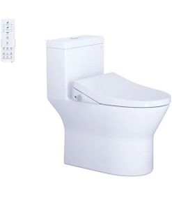Bàn cầu một khối nắp điện tử CAESAR mã C1395F + TAF512H