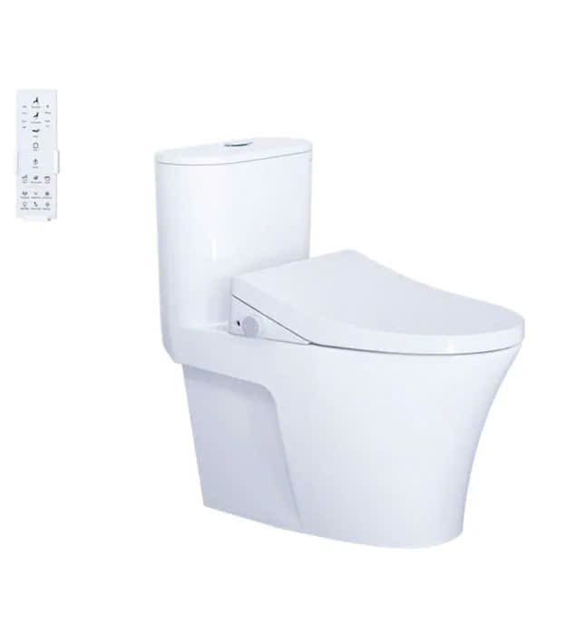 Bàn cầu một khối nắp điện tử CAESAR mã C1395F + TAF512H