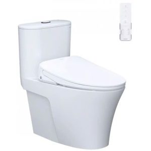 Bàn cầu một khối nắp điện tử CAESAR mã C1395F + TAF710H