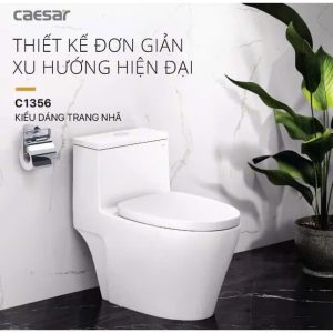 Bàn cầu một khối nắp êm CAESAR mã C1356