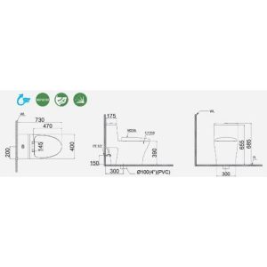 Bàn cầu một khối nắp êm CAESAR mã C1356