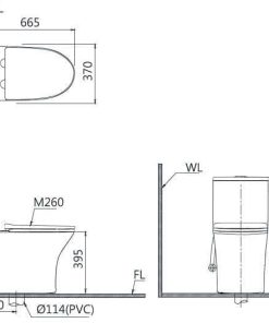 Bàn cầu một khối nắp êm CAESAR mã C1391