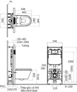 Bàn cầu treo tường CAESAR mã CPT1505