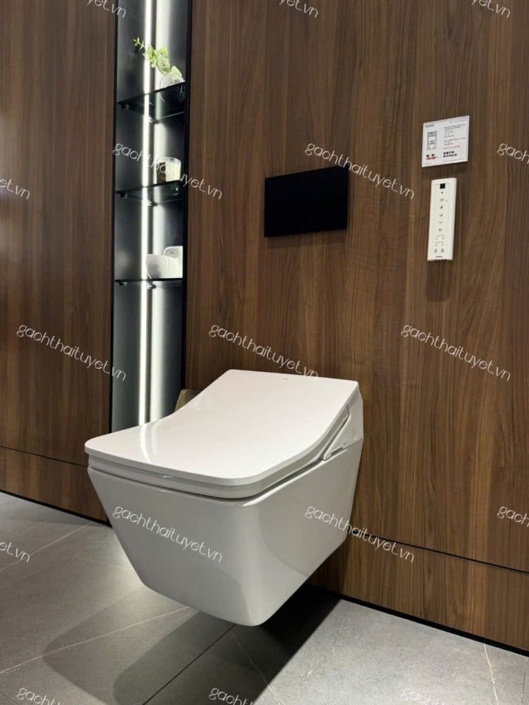 Bàn cầu treo tường Dáng vuông nắp điện tử WASHLET ToTo mã CW522EA (3)