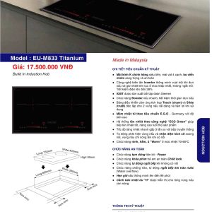 Bếp Điện Từ EUROFIRE mã EU-M833 TITANIUM