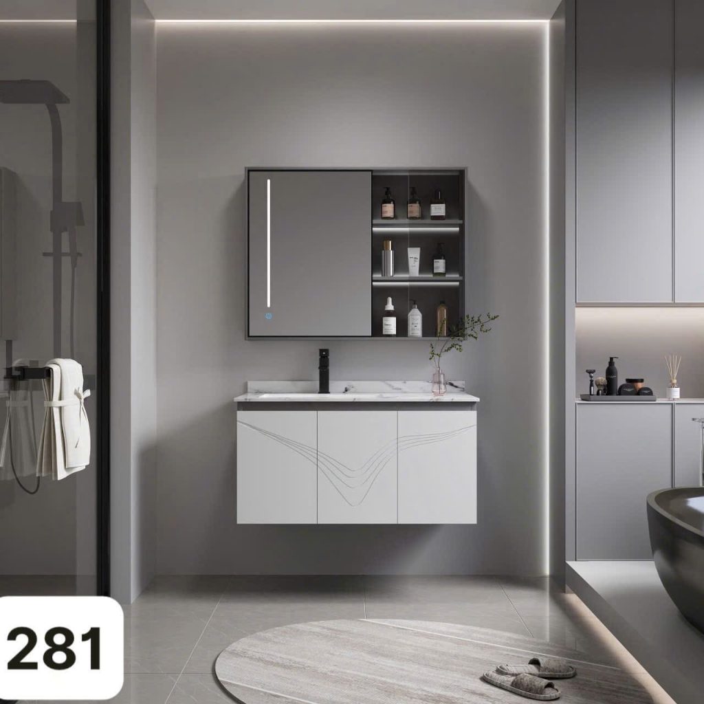 Bộ tủ chậu LAVABO 281 Chất liệu Gỗ Sơn Nhiệt