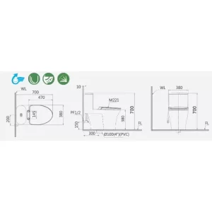 Bồn cầu 1 khối nắp êm Caesar C1395 (CD1395)