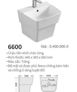 Chậu liền khối chân lửng Kolni 6600