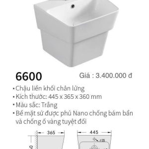 Chậu liền khối chân lửng Kolni 6600