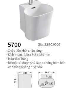 Chậu liền khối chân lửng kolni 5700