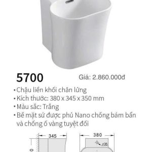 Chậu liền khối chân lửng kolni 5700