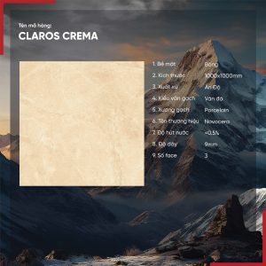 Gạch 100x100 Ấn Độ Novocera mã CLAROS CREMA Men Bóng