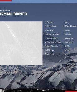 Gạch 120x120 Ấn Độ Novocera mã ARMANI BIANCO Men Bóng