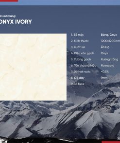 Gạch 120x120 Ấn Độ Novocera mã ONYX IVORY Men Bóng Onyx