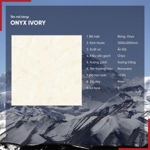 Gạch 120x120 Ấn Độ Novocera mã ONYX IVORY Men Bóng Onyx