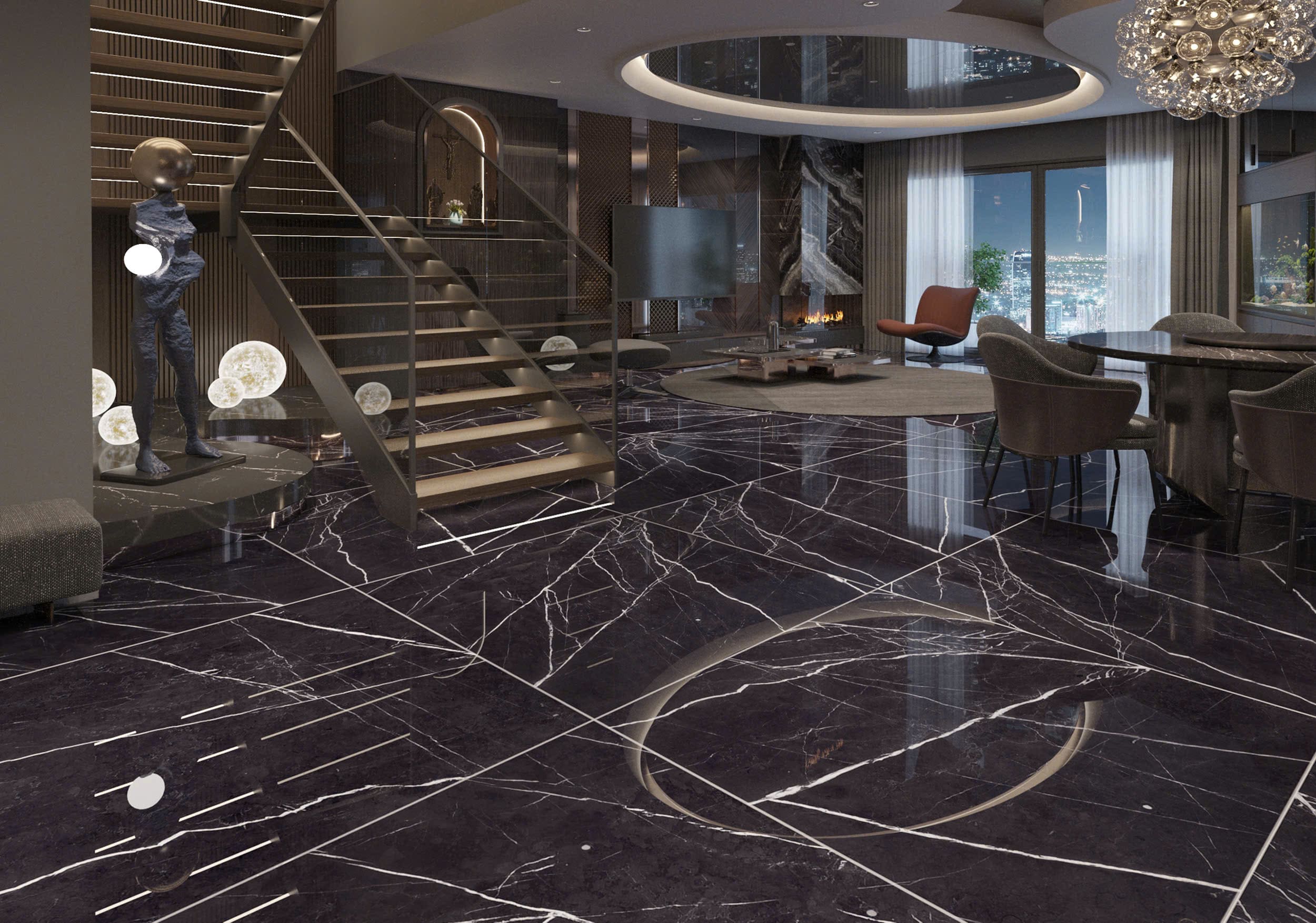 Gạch 120x120 Ấn Độ Novocera mã PULPIS GRIS Men Siêu Bóng