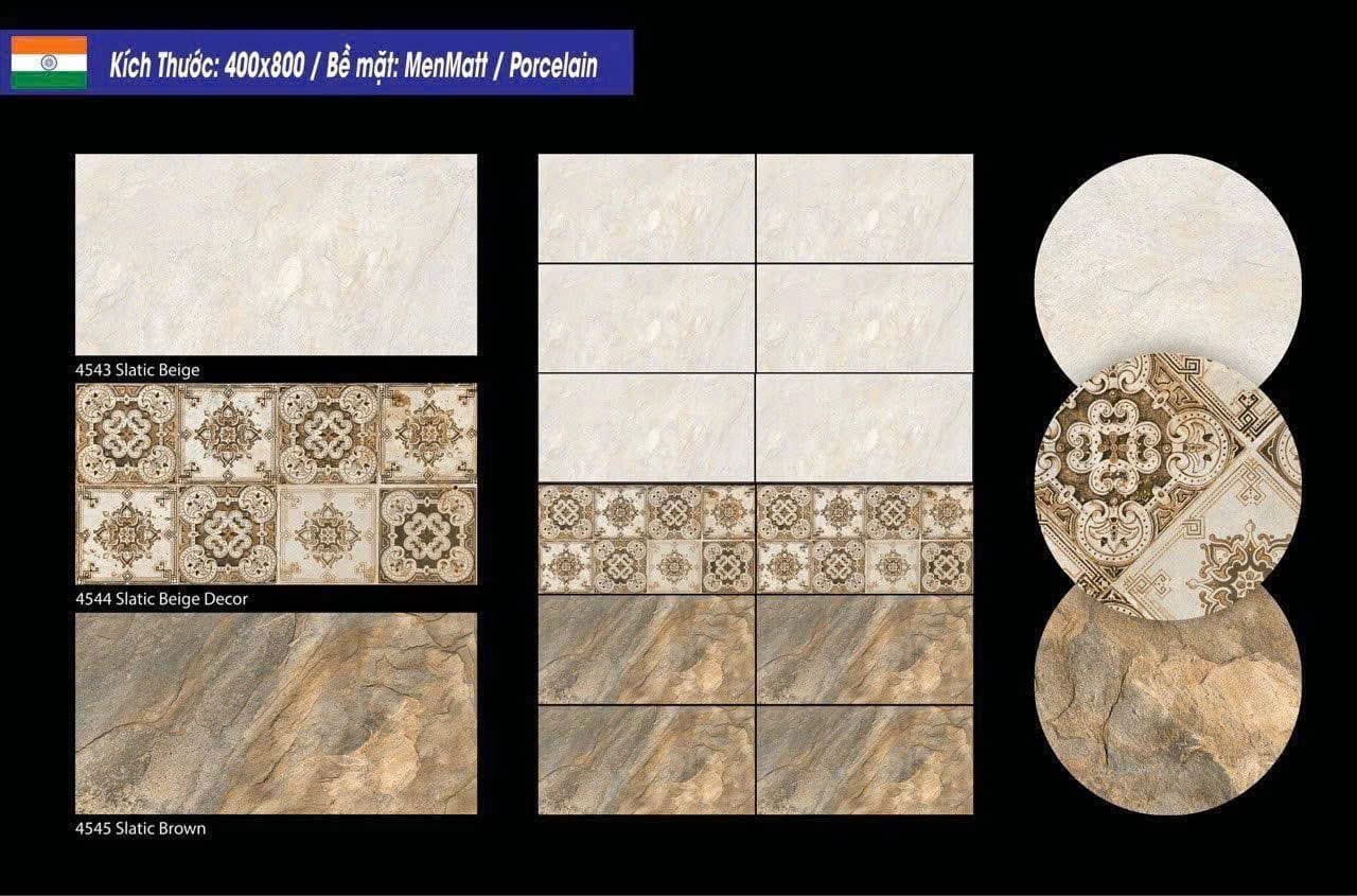 Gạch 40x80 Ấn Độ mã 4543 Slatic Beige Menmatt