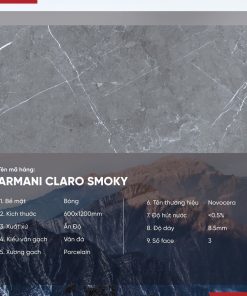 Gạch 60x120 Ấn Độ Novocera mã ARMANI CLARO SMOKY Men Bóng