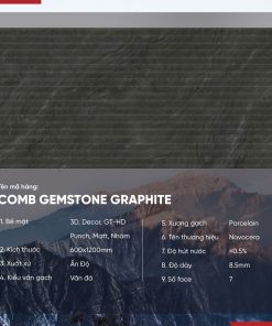 Gạch 60x120 Ấn Độ Novocera mã COMB GEMSTONE GRAPHITE Men Matt GT- HD Punch ( điểm )