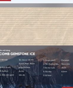 Gạch 60x120 Ấn Độ Novocera mã COMB GEMSTONE ICE Men Matt GT- HD Punch ( điểm )