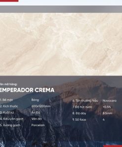 Gạch 60x120 Ấn Độ Novocera mã EMPERADOR CREMA Men Bóng