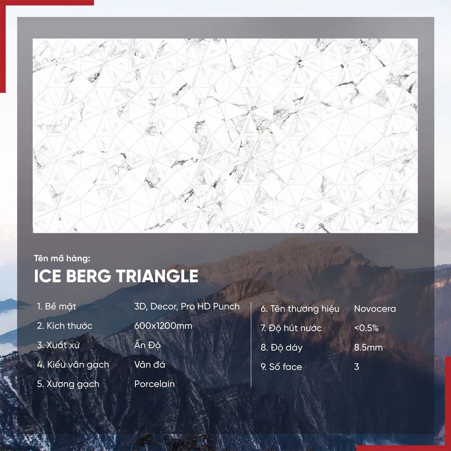 Gạch 60x120 Ấn Độ Novocera mã ICE BERG TRIANGLE Men Matt Pro HD Punch