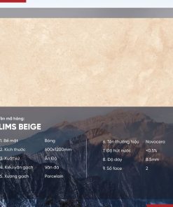 Gạch 60x120 Ấn Độ Novocera mã LIMS BEIGE Men Bóng