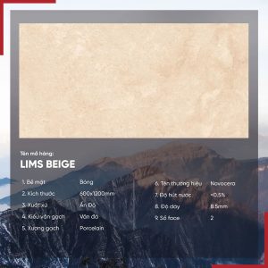 Gạch 60x120 Ấn Độ Novocera mã LIMS BEIGE Men Bóng