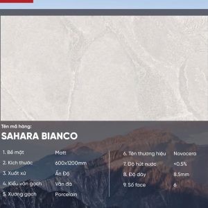 Gạch 60x120 Ấn Độ Novocera mã SAHARA BIANCO Men Matt