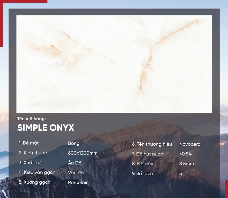 Gạch 60x120 Ấn Độ Novocera mã SIMPLE ONYX Men Bóng