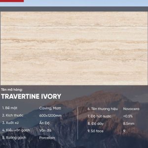 Gạch 60x120 Ấn Độ Novocera mã TRAVERTINE IVORY Men Matt Carving