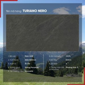 Gạch 60x120 Ấn Độ Novocera mã TURIANO NERO Men Matt GHR