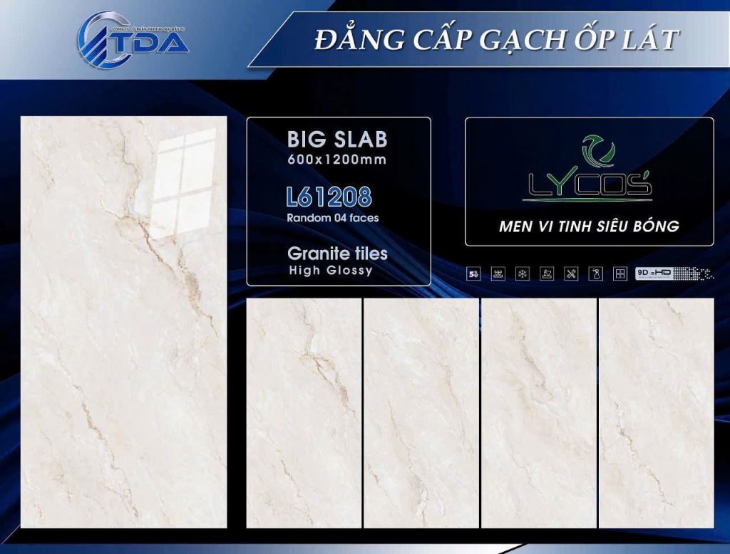 Gạch 60x120 TDA mã L61208 Men Siêu Bóng