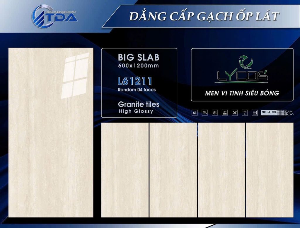 Gạch 60x120 TDA mã L61211 Men Siêu Bóng