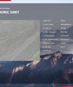 Gạch 60x60 Ấn Độ Novocera mã BORIC GREY Men Matt