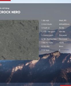 Gạch 60x60 Ấn Độ Novocera mã CROCK NERO Men Matt
