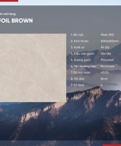 Gạch 60x60 Ấn Độ Novocera mã FOIL BROWN Men Matt