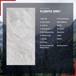 Gạch 800x1600 Ấn Độ Novocera mã FLUENTE GREY Men Matt Carving Endless